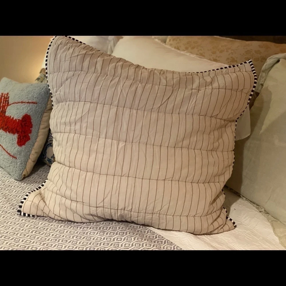 West Elm Cotton Quilted Striped Euro Sham Taupe​​​​​​​​​